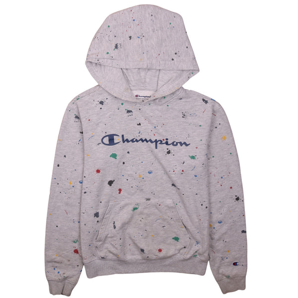 Champion Women's 90's Grey Spellout Pullover Hoodie XLarge Vintage