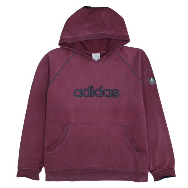 Adidas 90's Spellout Pullover Hoodie XLarge Burgundy Red