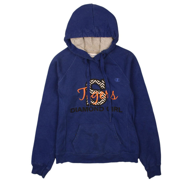 Champion 90's Drawstring Pockets Pullover Hoodie Small Blue