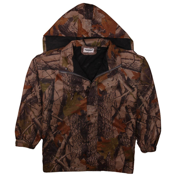 Active 90's Vintage Brown Hooded Windbreaker Jacket Men's Large