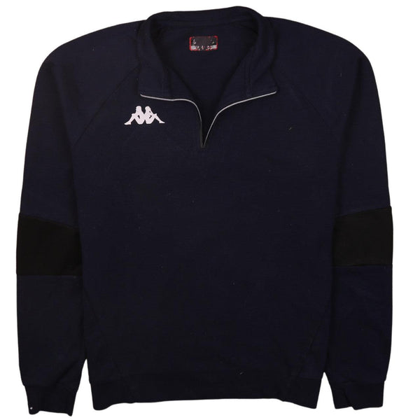 Kappa 90's Heavyweight Quarter Zip Sweatshirt Large Navy Blue