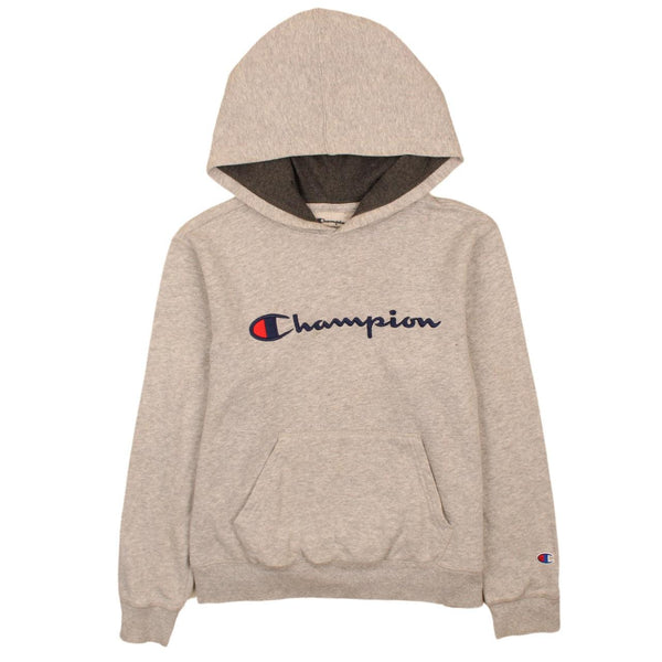 Vintage Champion 90s Spellout Pullover Hoodie Grey Women's Large