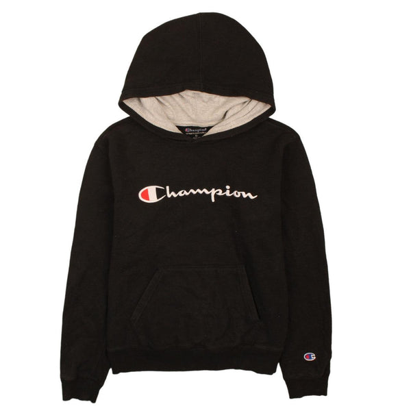 Champion 90's Men's Spellout Black Pullover Hoodie XL Vintage