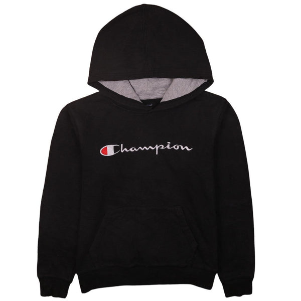 Vintage Champion 90's Black Spellout Pullover Hoodie Women's XL