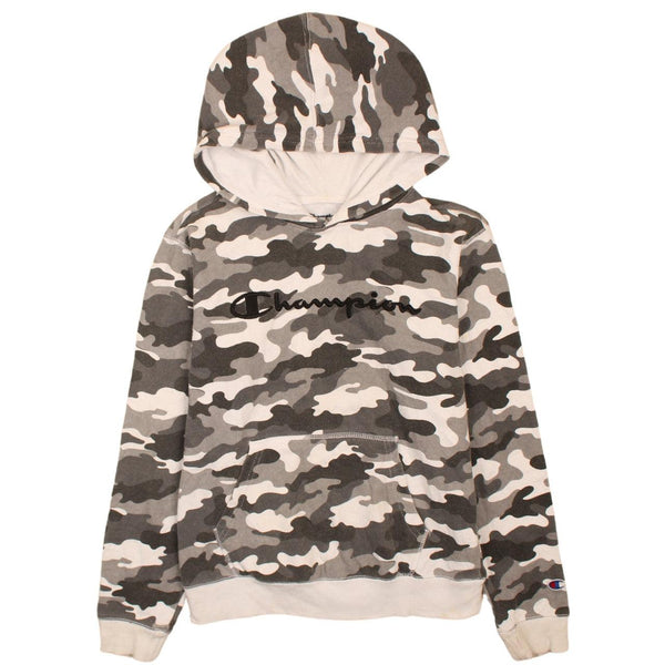 Champion 90's Camo Spellout Hoodie XLarge Black