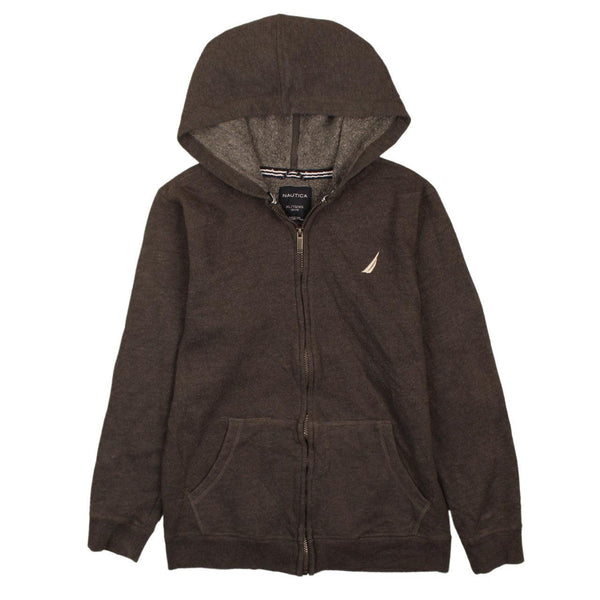 Nautica Vintage 90's Grey XLarge Drawstring Zip Up Hoodie