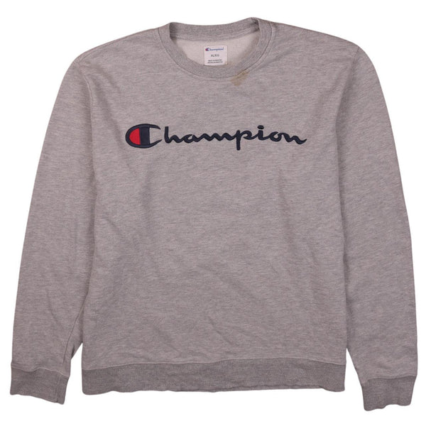 Vintage 90's Champion XLarge Grey Crew Neck Spellout Sweatshirt