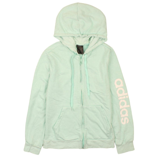 Adidas Women's 90s Vintage Full Zip Hoodie, Medium, Blue, Drawstring Pockets