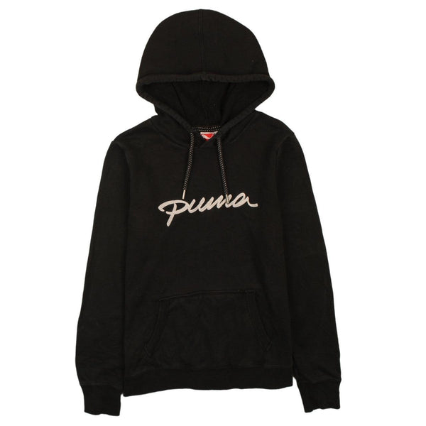 Puma 90's Vintage Spellout Black Hoodie Small S Women's True Fit