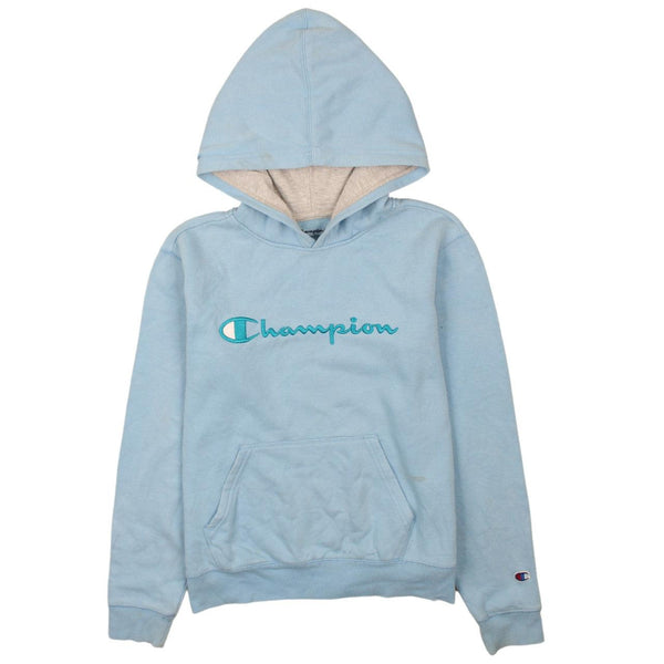 Champion 90's Vintage Spellout Pullover Hoodie XL Blue Women