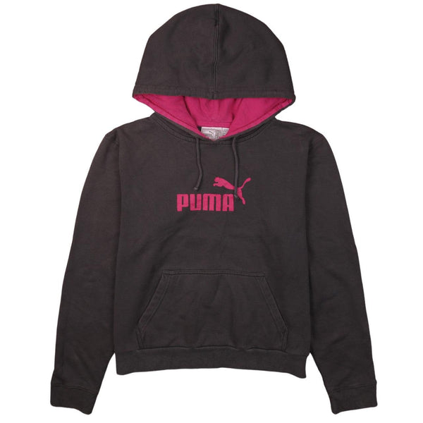 Puma 90's Vintage Grey Spellout Hoodie Women's Medium Classic Retro