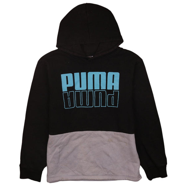 Puma 90's Vintage Spellout Hoodie Black Large Women's Pullover
