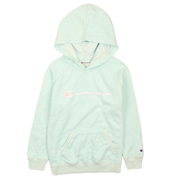 Champion 90's Vintage Spellout Pullover Hoodie Large Blue Comfy