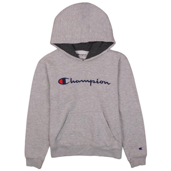Champion Women's Large 90's Grey Spellout Vintage Hoodie Pullover