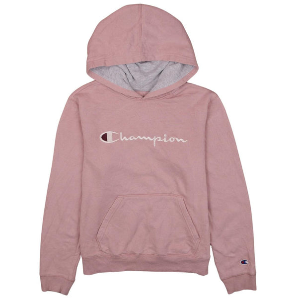 Vintage Champion 90s Pink Spellout Pullover Hoodie Women's XL True