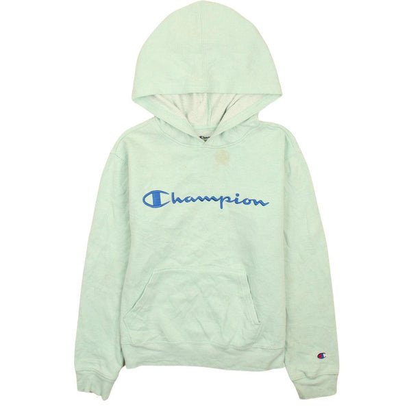 Champion 90's Vintage Spellout Hoodie, Large Men's Blue Pullover
