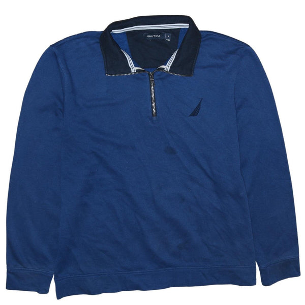 Nautica Vintage 90's Blue Quarter Zip Sweatshirt Men's XLarge