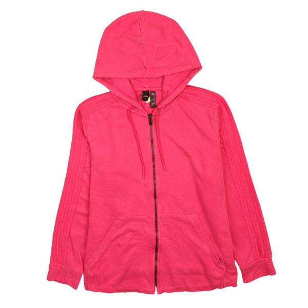 Adidas 90's Pink Hoodie Large Striped Sleeves Full Zip Vintage