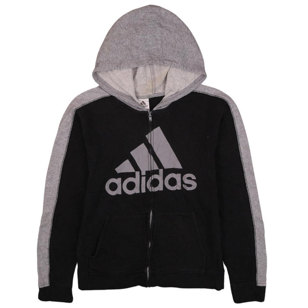 Adidas Vintage 90's Black Spellout Full Zip Hoodie Women’s Large