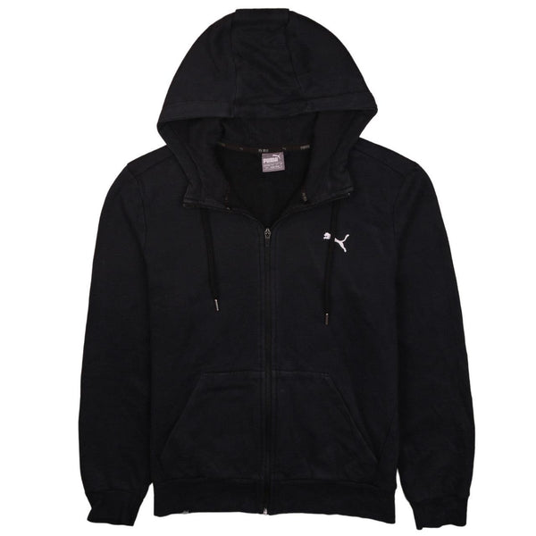 Puma 90's Drawstring Pockets Full Zip Up Hoodie Small Black