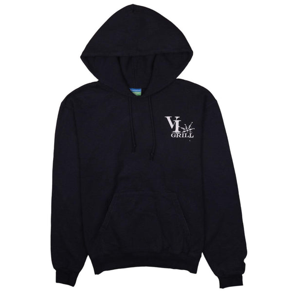 Champion 90's Drawstring Pockets Pullover Hoodie Small Navy Blue