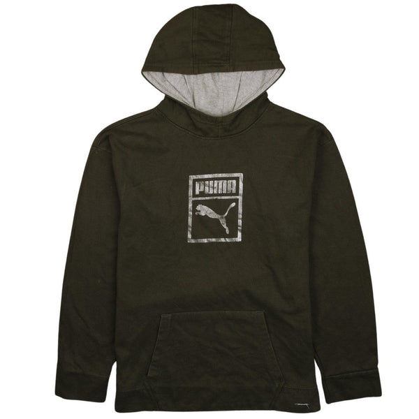 Vintage 90s Puma Women's Hoodie XLarge Green Spellout Pullover