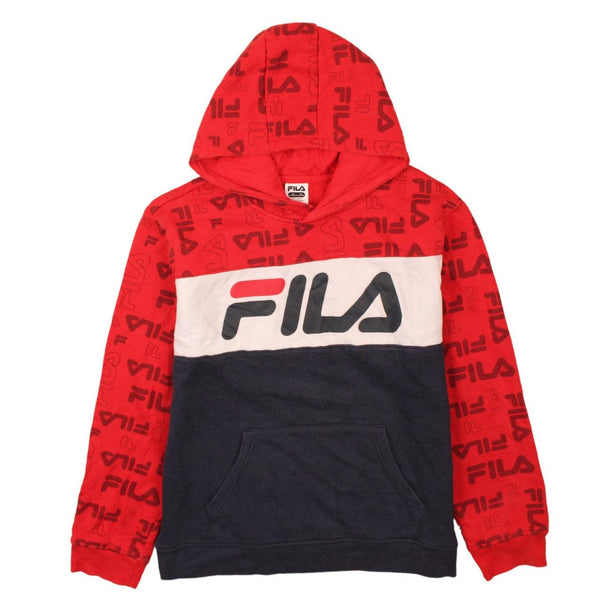 Fila Vintage 90's Spellout Pullover Hoodie 2XL Navy Blue Unisex