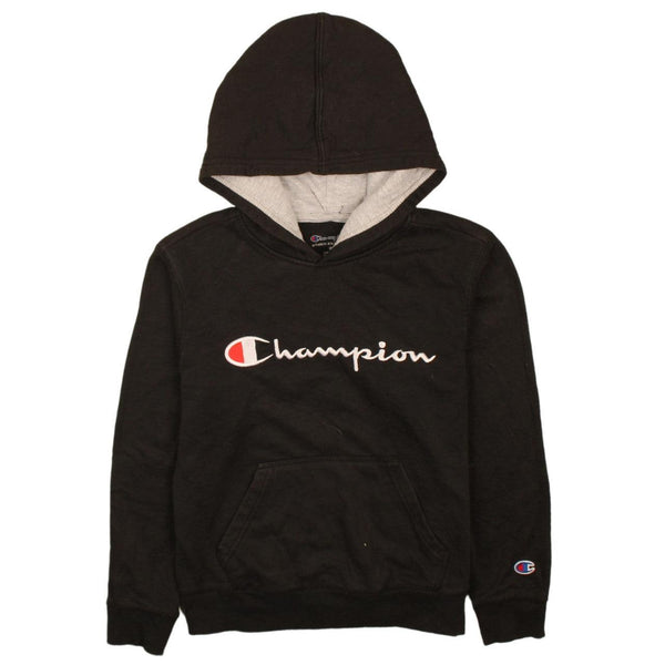 Champion 90s Black Spellout Pullover Hoodie Women's Medium Vintage