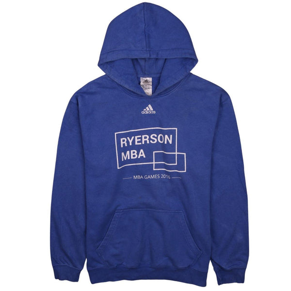 Adidas 90's Small Blue Drawstring Pullover Hoodie w/ Pockets