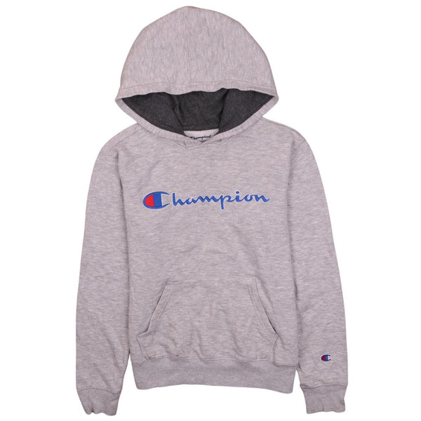 Champion 90's Grey Swoosh Hoodie Women's Medium Vintage Pullover