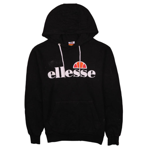 Ellesse 90s Black Spellout Pullover Hoodie XLarge Vintage Style