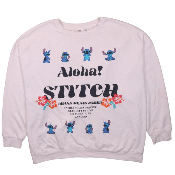 Vintage Disney 90's Lilo & Stitch White Crew Neck Sweatshirt XL