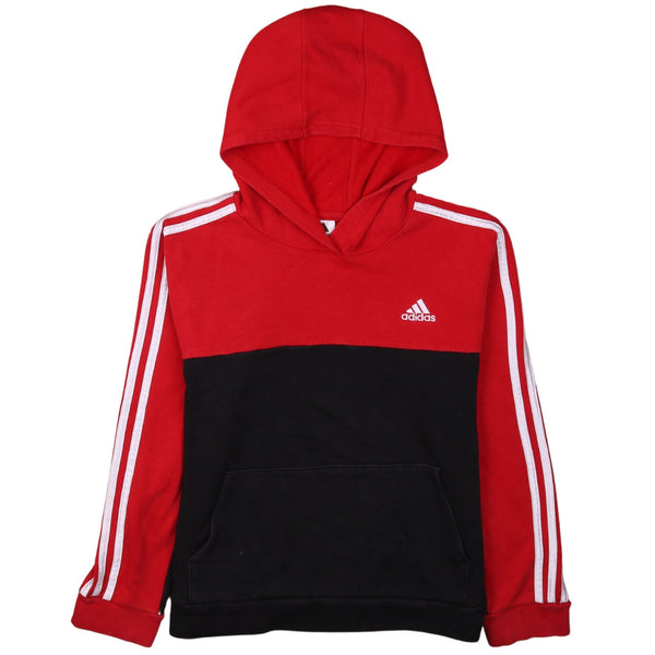 Adidas Vintage Red 90's Pullover Hoodie Women’s Large Striped Sleeves