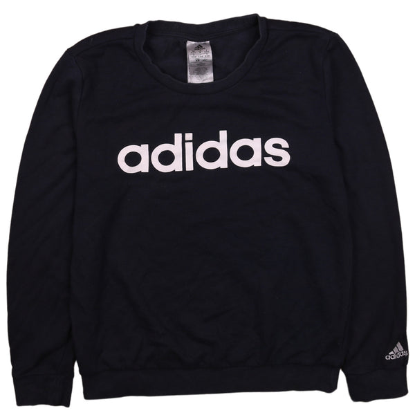 Adidas 90's Vintage Spellout Crew Neck Sweatshirt Women's Medium Navy Blue