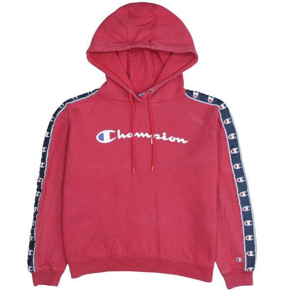 Vintage Champion 90's Red Spellout Pullover Hoodie Medium