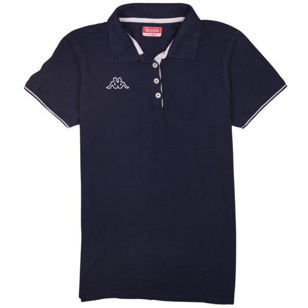 Kappa 90's Short Sleeves Quater Button Polo Shirt XLarge Navy Blue