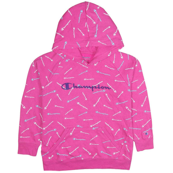 Champion 90's Pink Spellout Pullover Hoodie XLarge Vintage Style