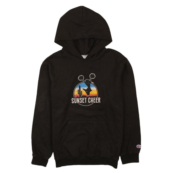 Champion 90's Black Sunset Cheer Pullover Hoodie, Girls XL, Vintage