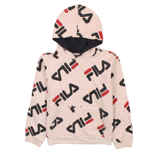 Fila 90's Drawstring Pockets Pullover Hoodie XLarge White