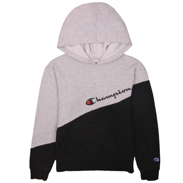 Champion Women's 90's Spellout Pullover Hoodie Large Black Vintage