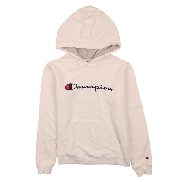 Champion Women's Spellout Pullover Hoodie 90's Vintage White XL