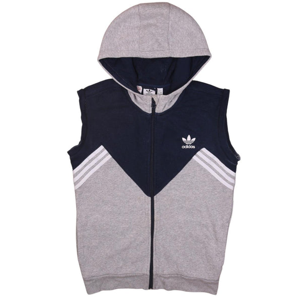 Adidas 90's Vintage Grey Vest Sleeveless Full Zip Gilet Large
