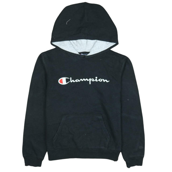 Champion 90's Black Spellout Pullover Hoodie XLarge Vintage