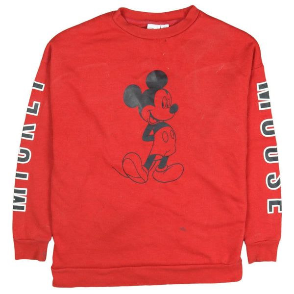Vintage Disney 90's Red Mickey Mouse Crew Neck Sweatshirt Women S