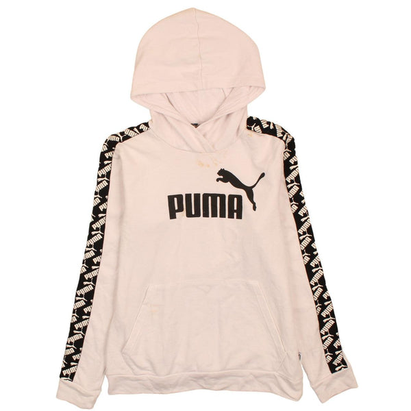 Puma 90's Spellout Pullover Hoodie White Medium Retro Vintage Style