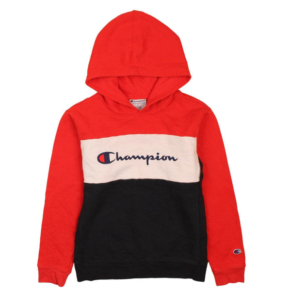Champion 90's Navy Blue Spellout Pullover Hoodie Large Vintage Style