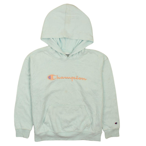 Champion 90's Vintage Blue Spellout Pullover Hoodie Women XL