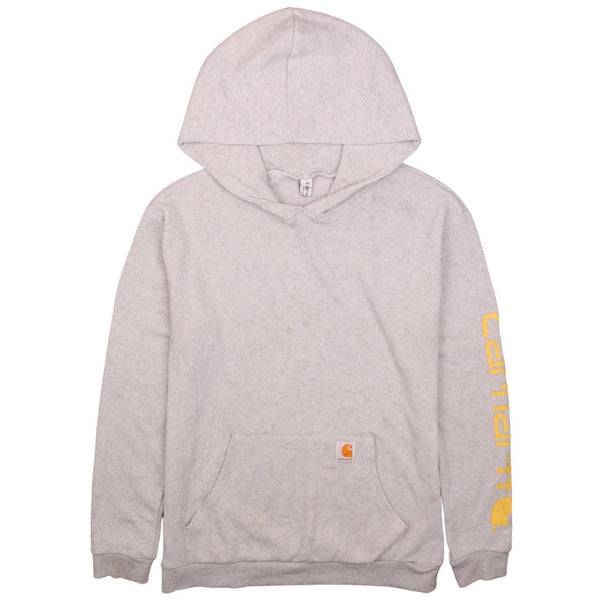 Carhartt 90's Grey Pullover Hoodie with Drawstring and Pockets - Men's XLarge