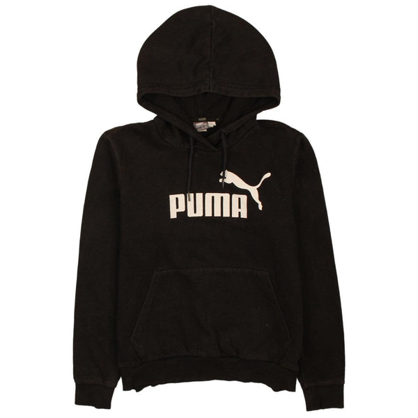 Puma 90's Black Spellout Hoodie Large Womens Vintage Pullover