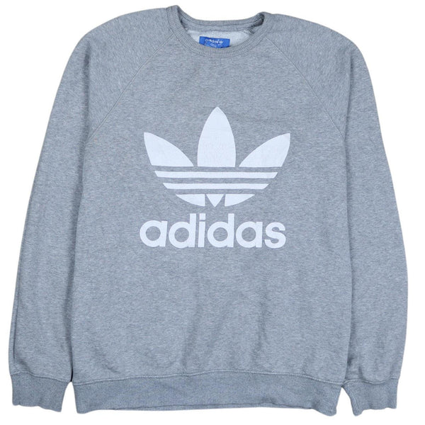 Adidas 90's Vintage Spellout Crew Neck Sweatshirt Small Grey